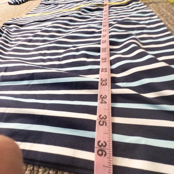 J Mclaughlin Size Medium Dress Nicola Blue Stripe Sheath Knee Length Comfort - Picture 10 of 11